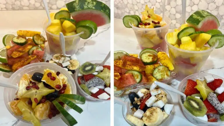 multiple cups of fresh fruit