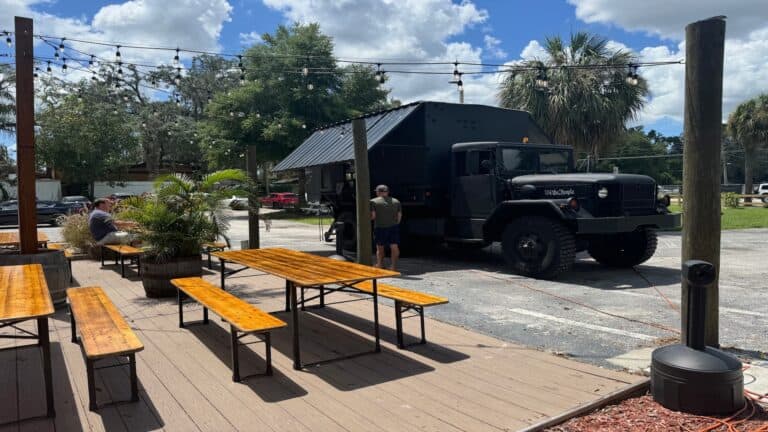 Truck and benches