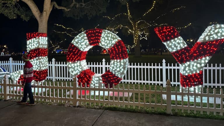 illuminated letters in a park at night