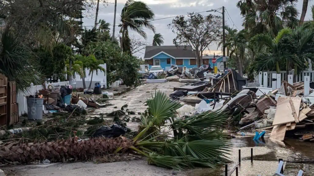 debris left in a beach area