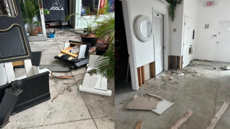 some of the damage made to Cafe Soleil. Photo via Lauren Chezoud.