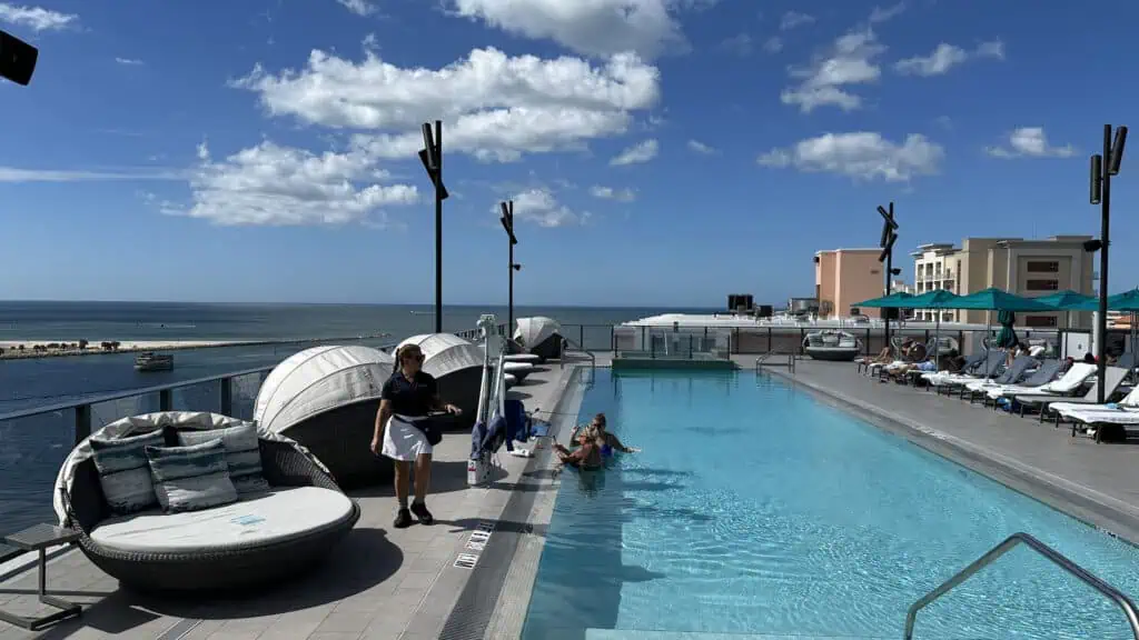 A rooftop pool