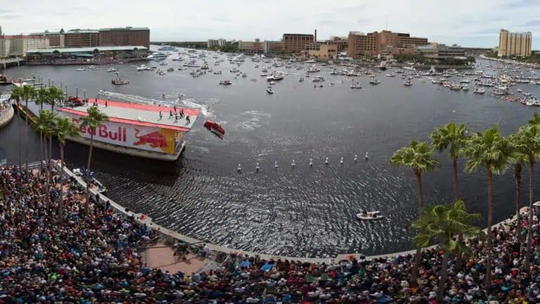 aerial view of a large outdoor event