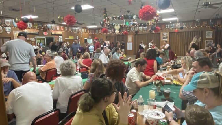 a group of people at a Christmas event