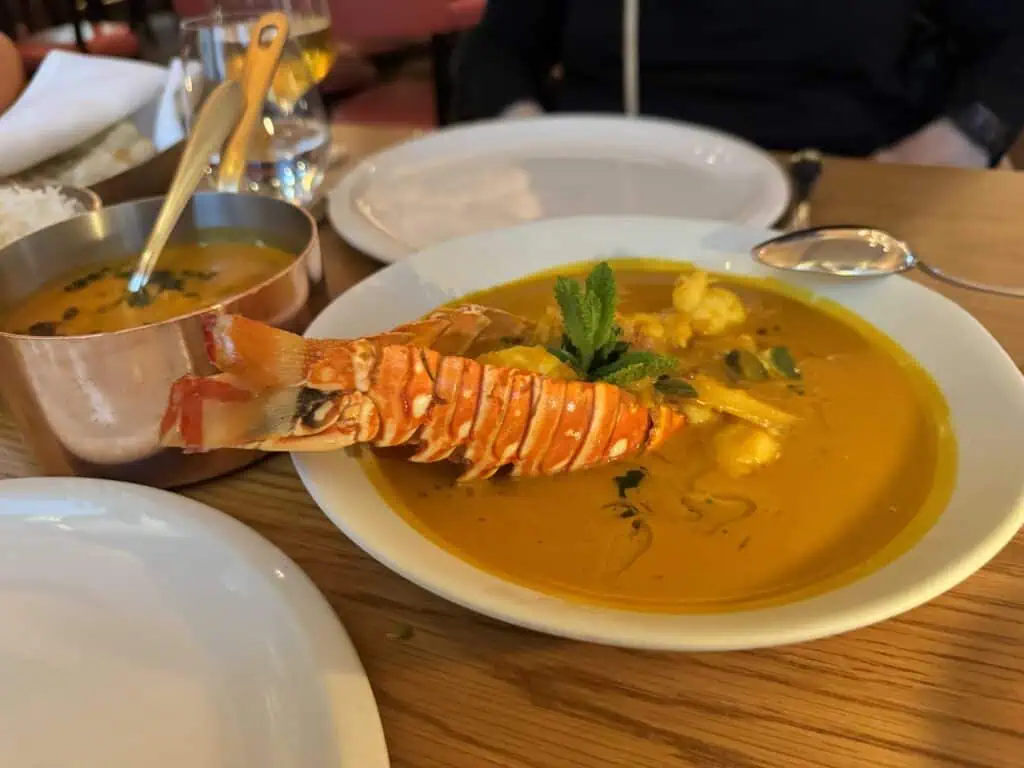 Lobster tail in curry at Zaika