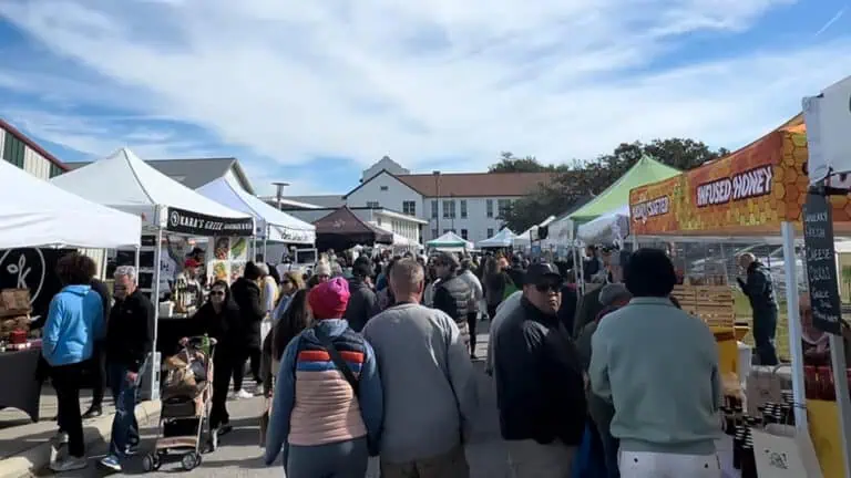 people shopping at an open air market