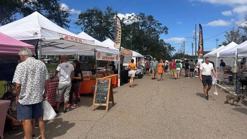 an open air farmers market