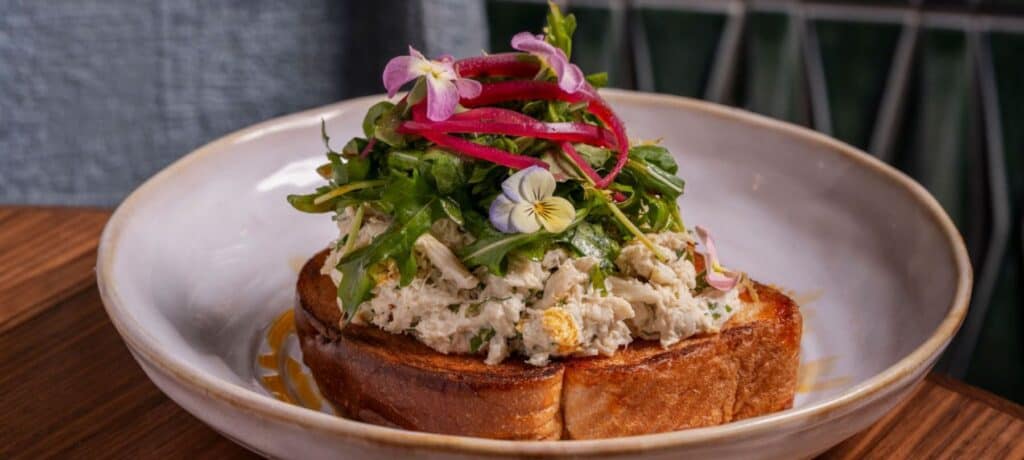 Plated food at a restaurant