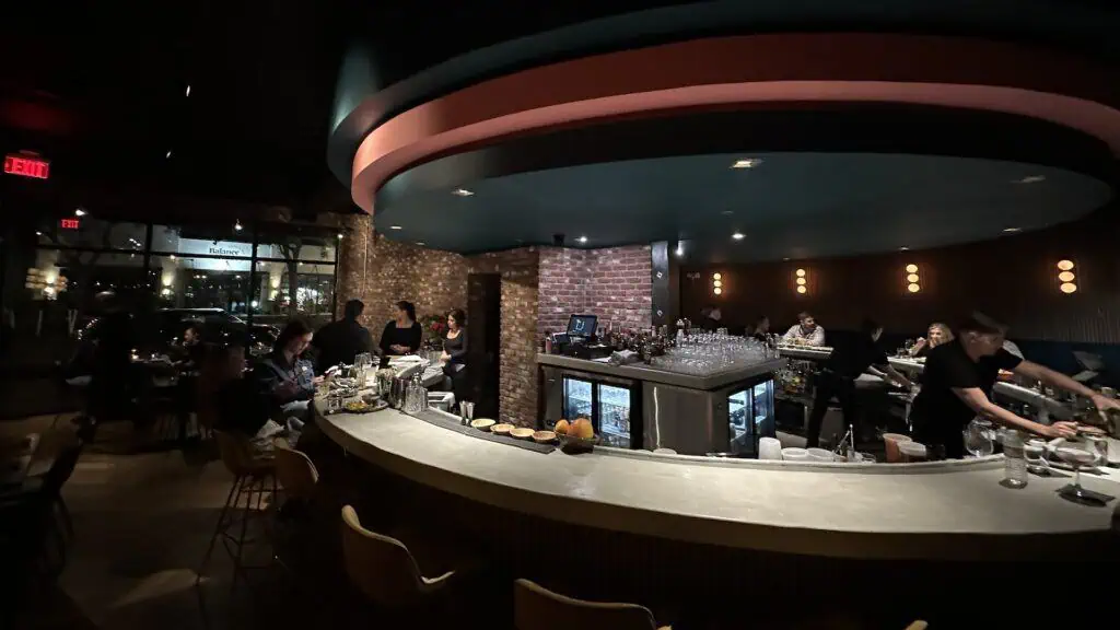 a circular bar inside a restaurant