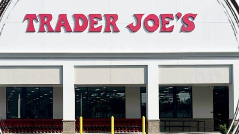 exterior of a grocery store with red letters over the front door