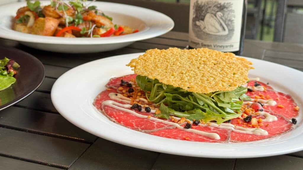 Plated food at a restaurant