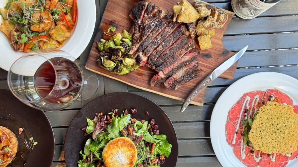 Plated food at a restaurant