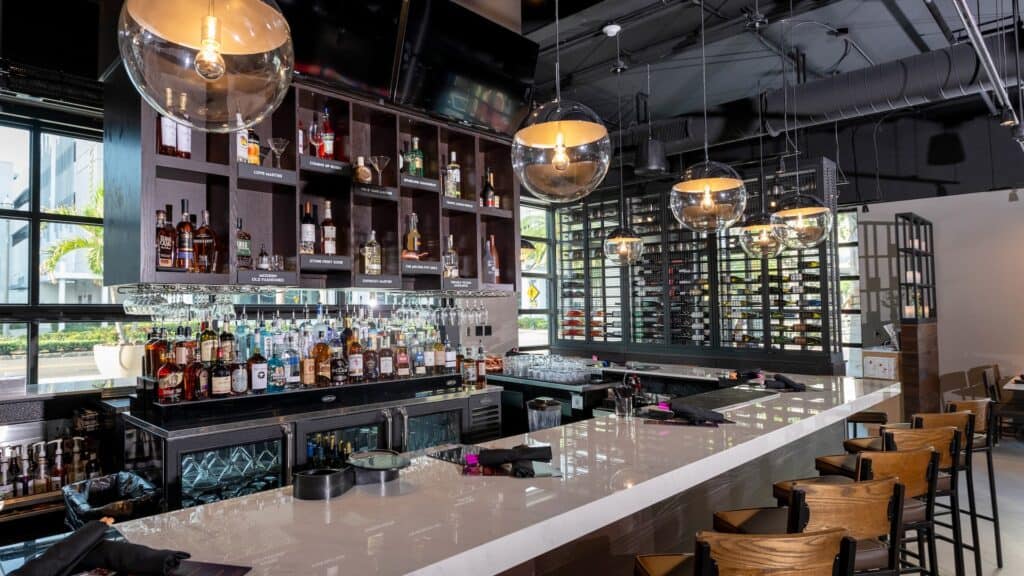 A bar area inside a new restaurant