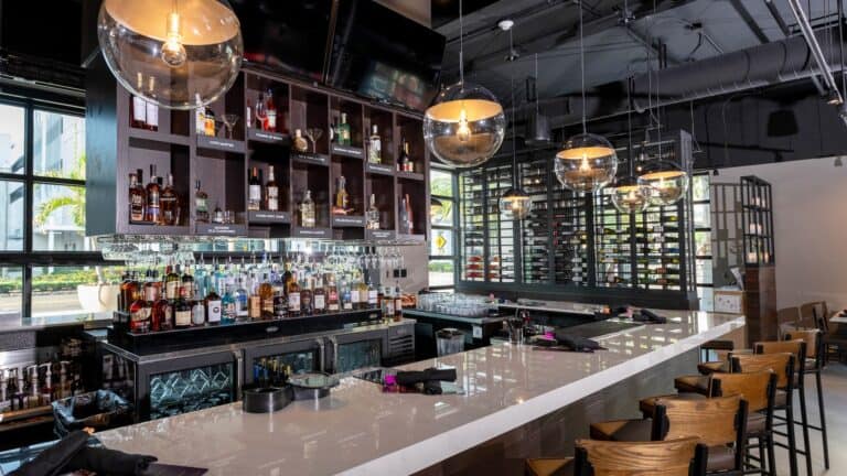 A bar area inside a new restaurant