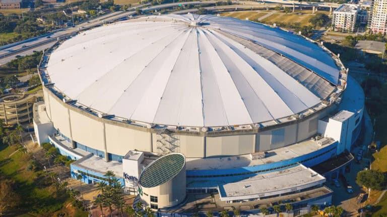 An aerial shot of Tropicana Field