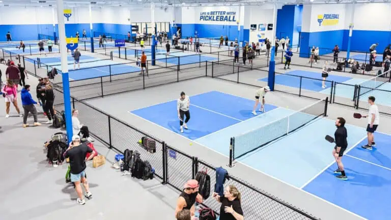 People at a pickleball court