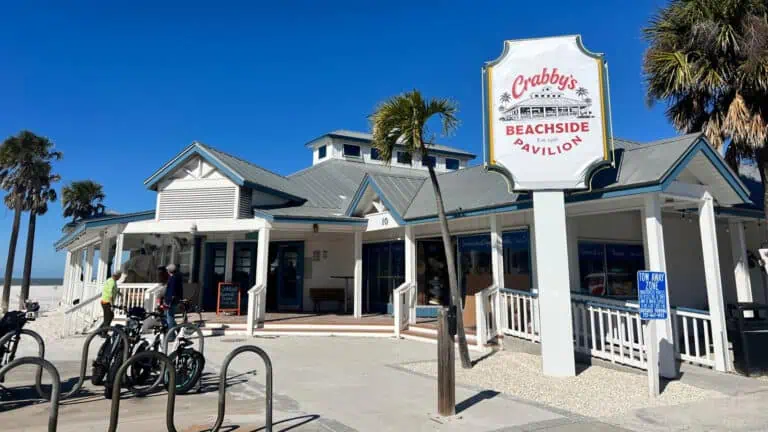The exterior of a beachfront restaurant