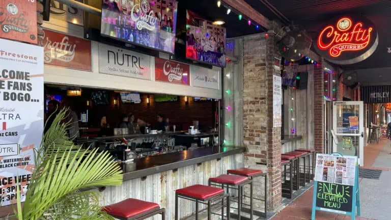 The exterior of a bar