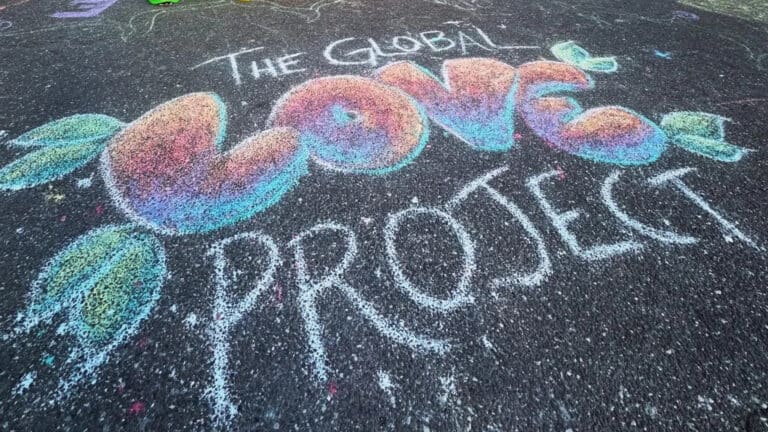 A chalk mural in a street