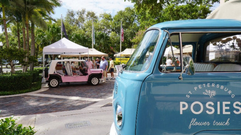 A flower cart at the vinoy sunday market