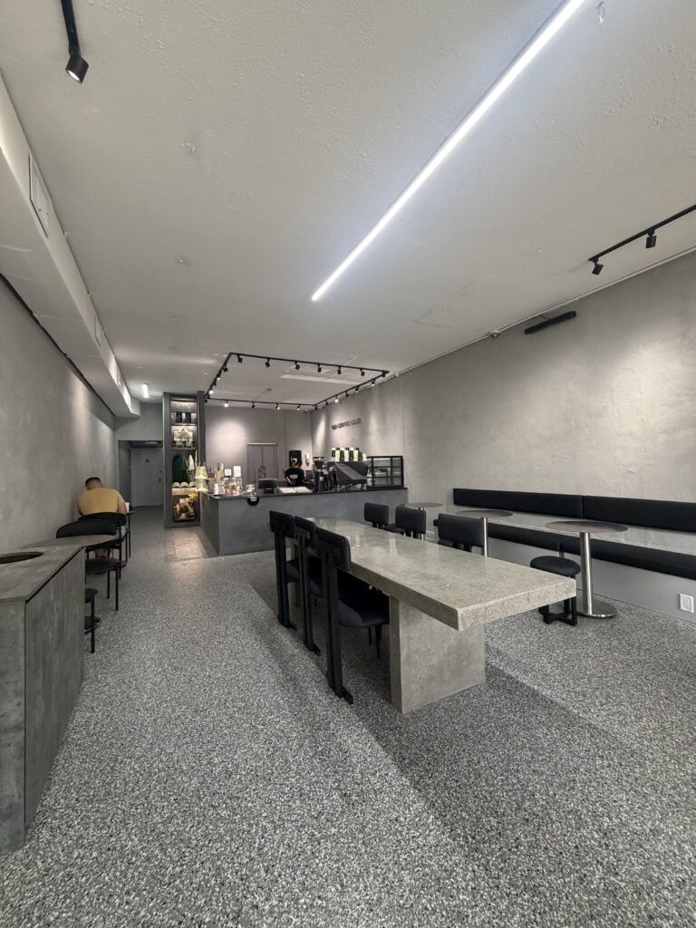 The interior of a cafe