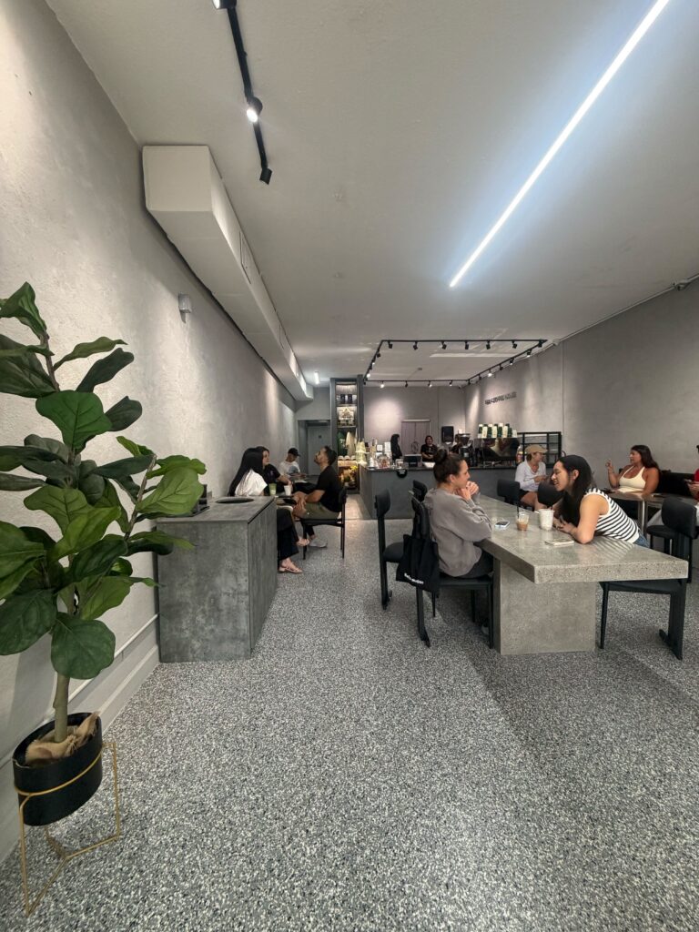 The interior of a cafe
