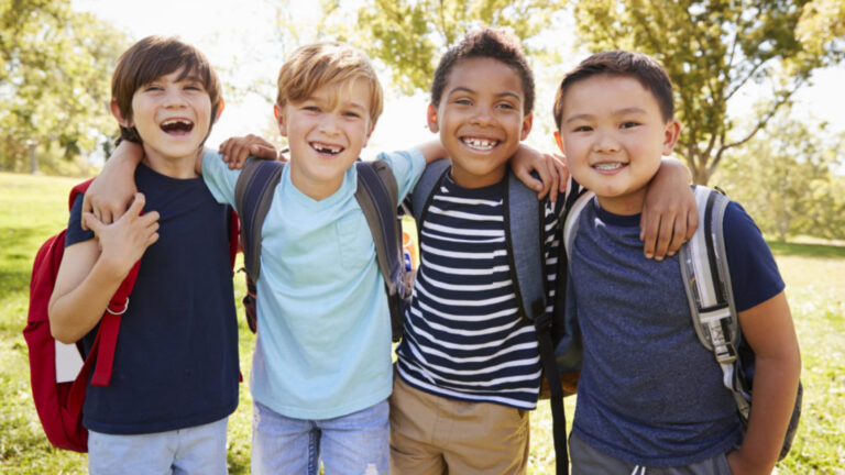 kids with backpacks