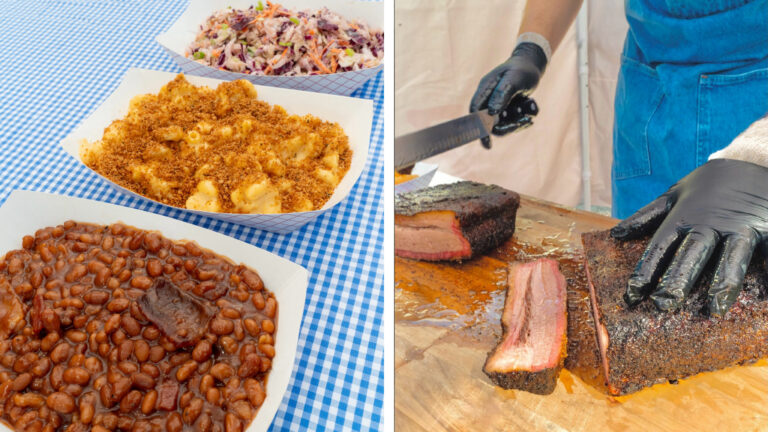 A plate of BBQ and several sides