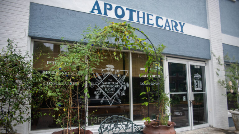 The exterior of Sanctum Apothecary & Cafe in St. Pete, an herbal shop and cafe